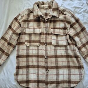 Plaid Button-Up Shirt Jacket